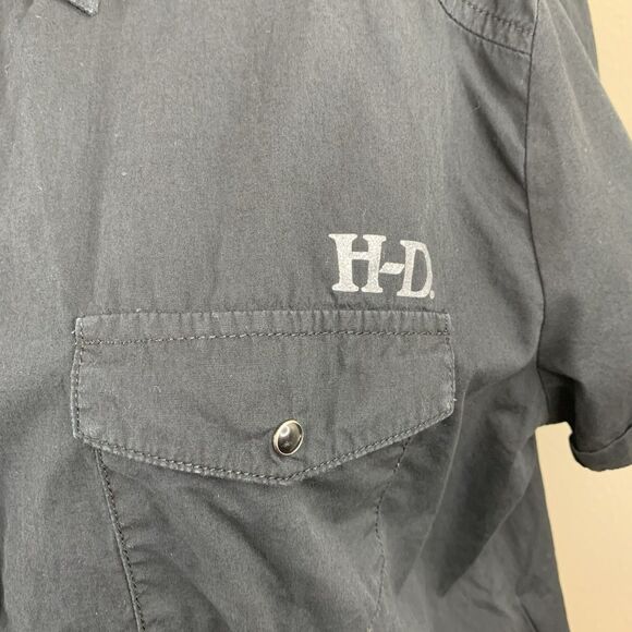 Harley Davidson HD Black Short Sleeve Snap Button Shirt Sz 2XL Skull Sparkle - Picture 3 of 9